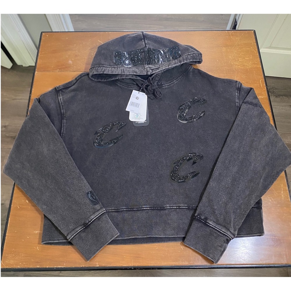 NWT Pro Standard Cleveland Cavaliers Hoodie Women L Washed Black NBA Cropped